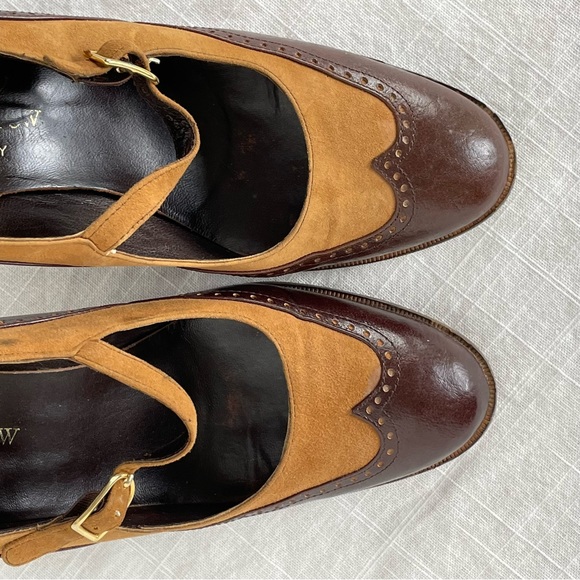 Vintage MISS REFREW Spectator Leather Suede Mary Janes Heels brown made in Italy - Picture 9 of 16